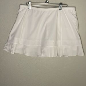 IBKUL Crystal Pleated Skort UPF 50 Solid White L Skirt Shorts Tennis Golf Beach